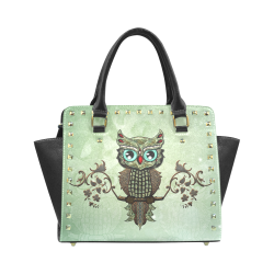 Wonderful owl, diamonds Rivet Shoulder Handbag (Model 1645)