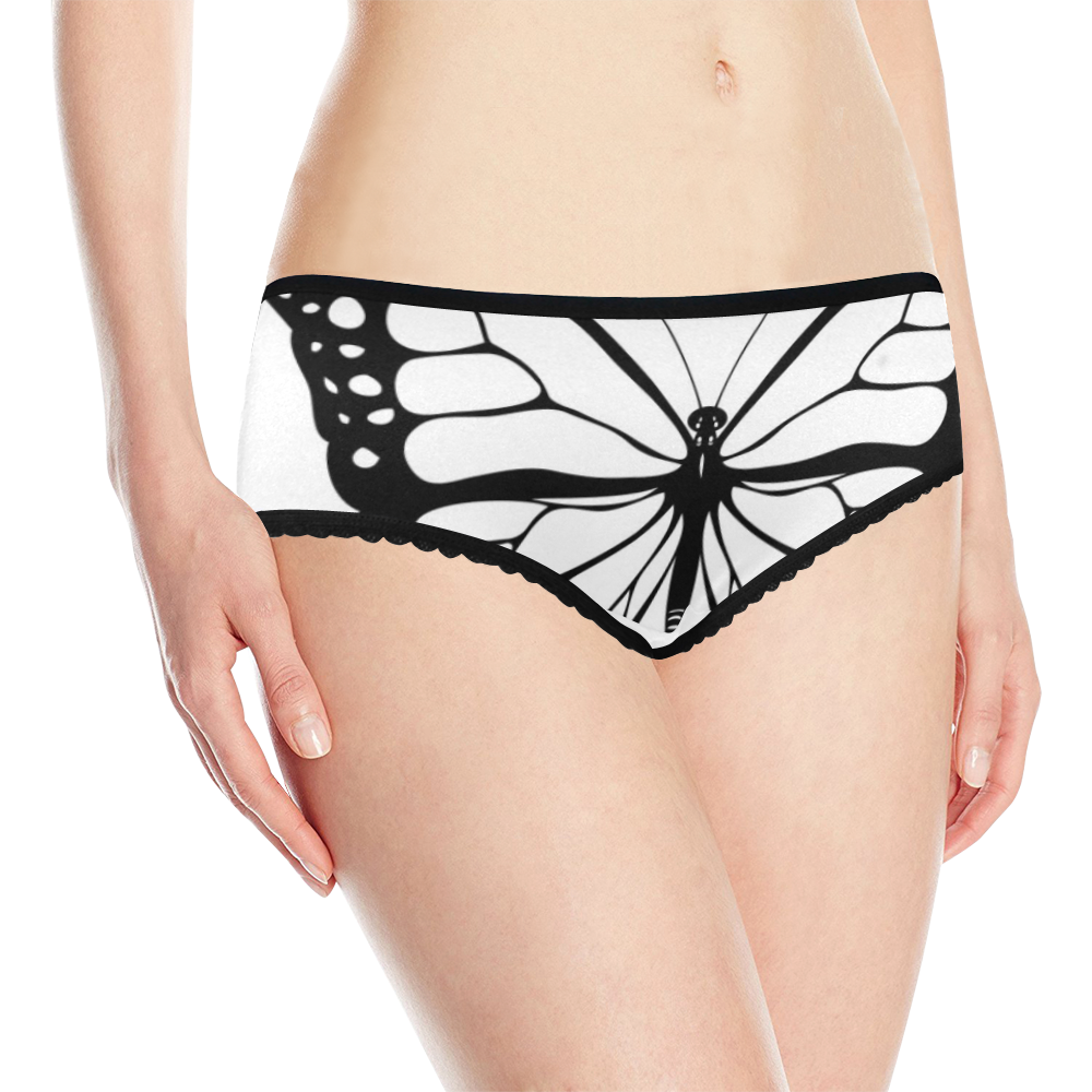Butterfly Black & White Women's All Over Print Classic Briefs (Model L13)