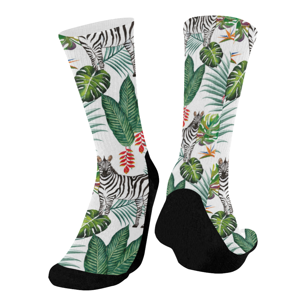 Awesome  Zebra Mid-Calf Socks (Black Sole)