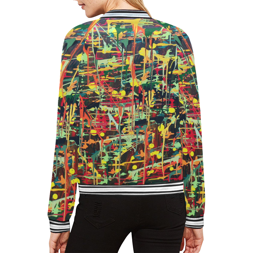 Irma All Over Print Bomber Jacket for Women (Model H21)