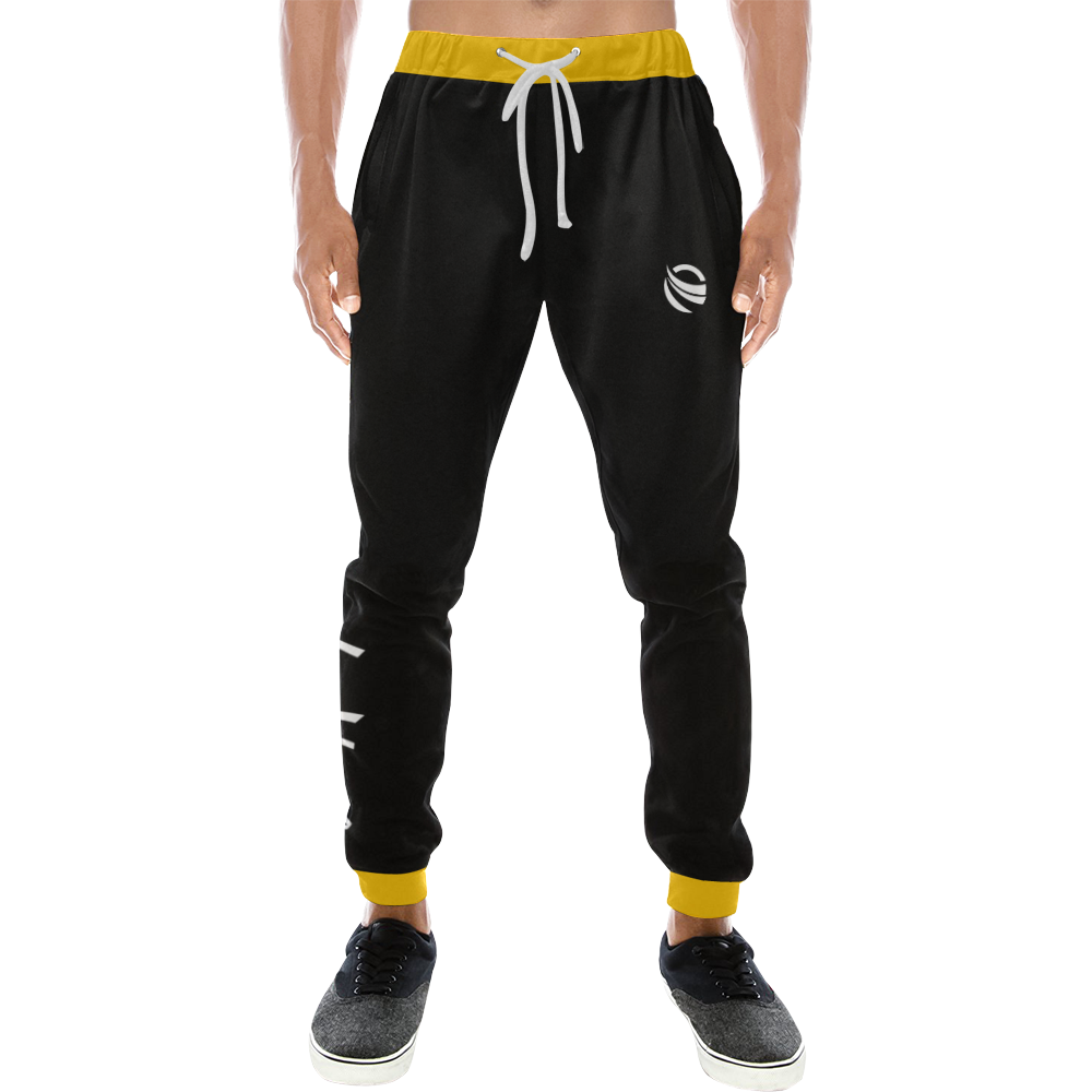 laMonki black/ yellow Men's All Over Print Sweatpants (Model L11)