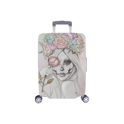 Boho Queen, skull girl, watercolor woman Luggage Cover/Small 18"-21"