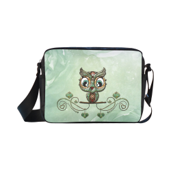 Cute little owl, diamonds Classic Cross-body Nylon Bags (Model 1632)