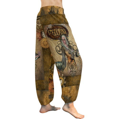 Steampunk lady with owl Women's All Over Print Harem Pants (Model L18)