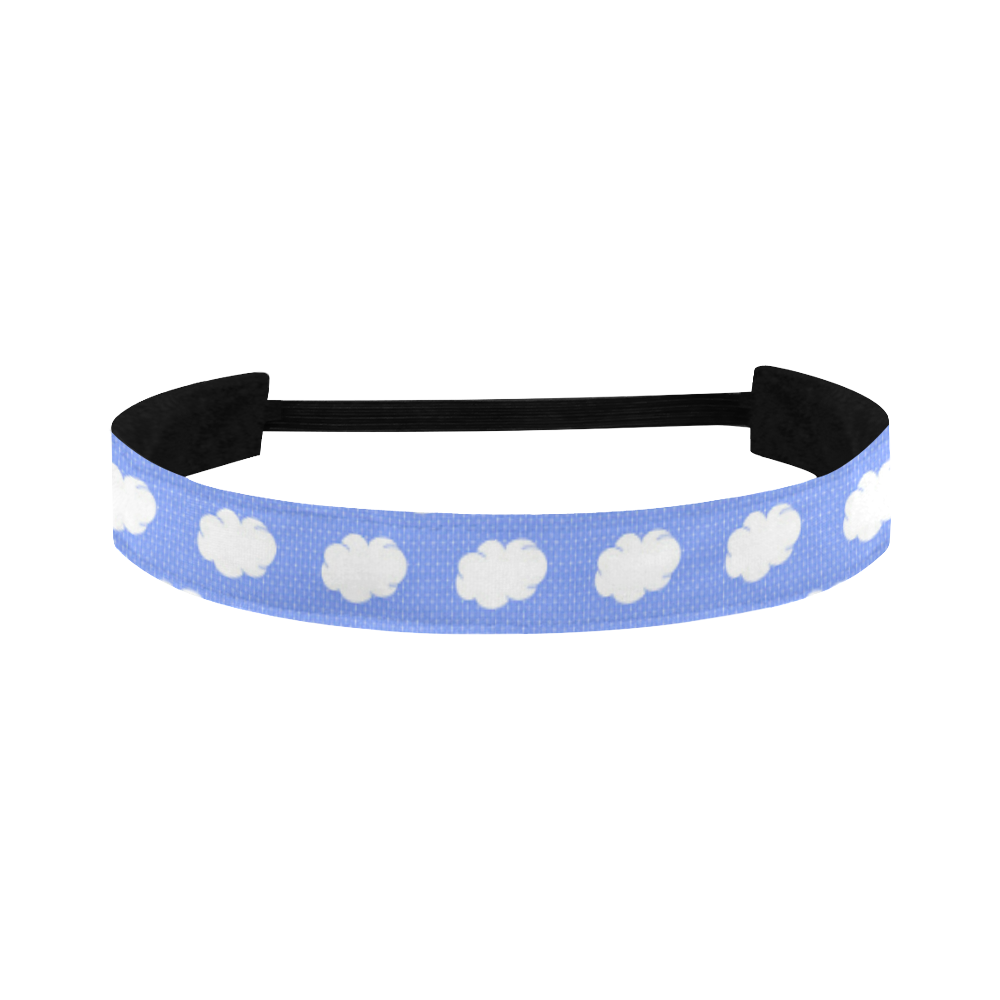 Clouds and Polka Dots on Blue Sports Headband