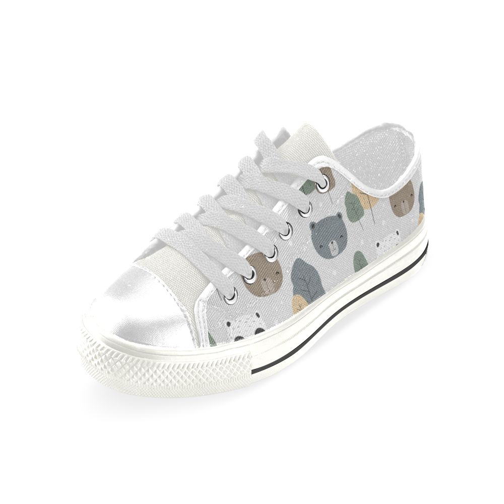 Cute Teddy Polar Panda Bear Low Top Canvas Shoes for Kid (Model 018)
