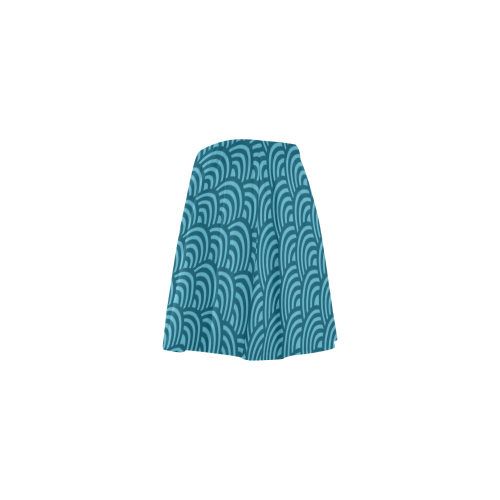Blue Waves Pattern VAS2 Mini Skating Skirt (Model D36)