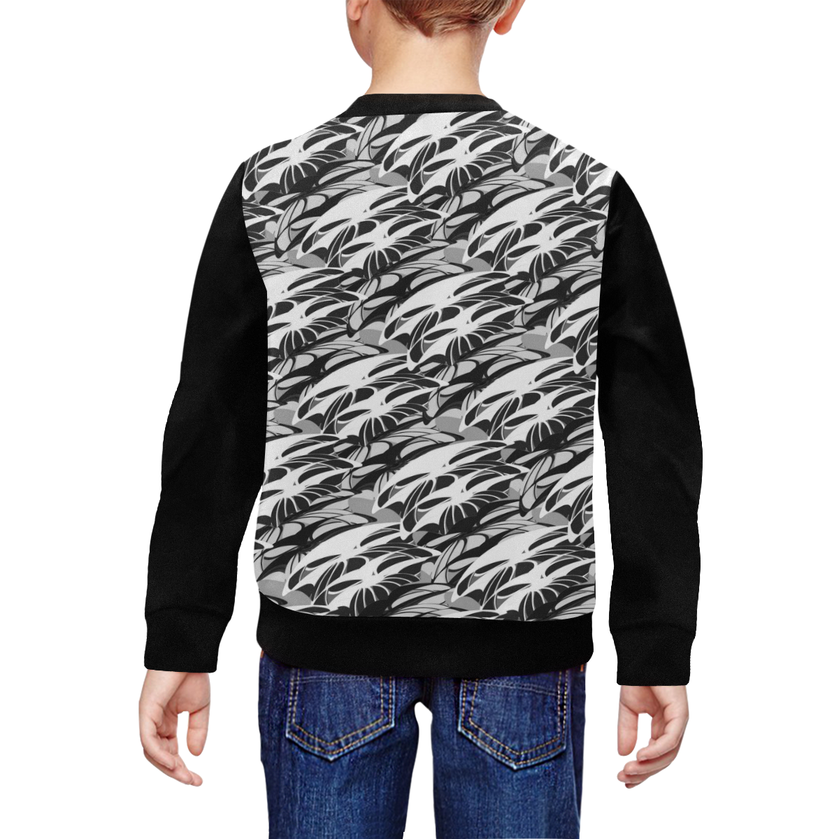 Alien Troops - Black & White Vest Style All Over Print Crewneck Sweatshirt for Kids (Model H29)