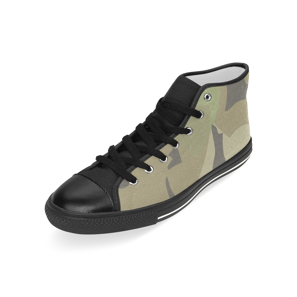 Brown Black Green Camo Men’s Classic High Top Canvas Shoes (Model 017)