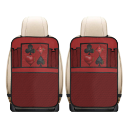 Las Vegas Black and Red Casino Poker Card Shapes on Red Car Seat Back Organizer (2-Pack)