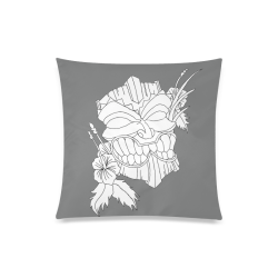 Color Me Tiki Mask Grey Custom Zippered Pillow Case 20"x20"(Twin Sides)