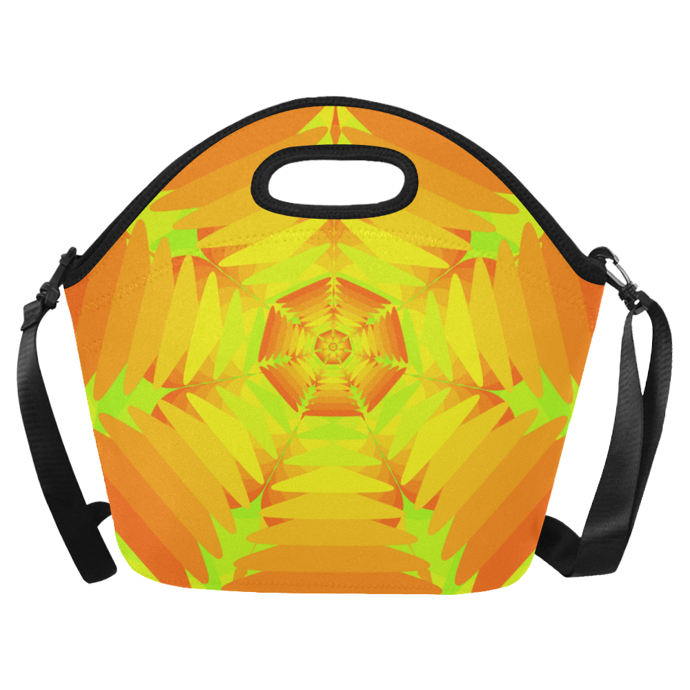Flower orange yellow Neoprene Lunch Bag/Large (Model 1669)