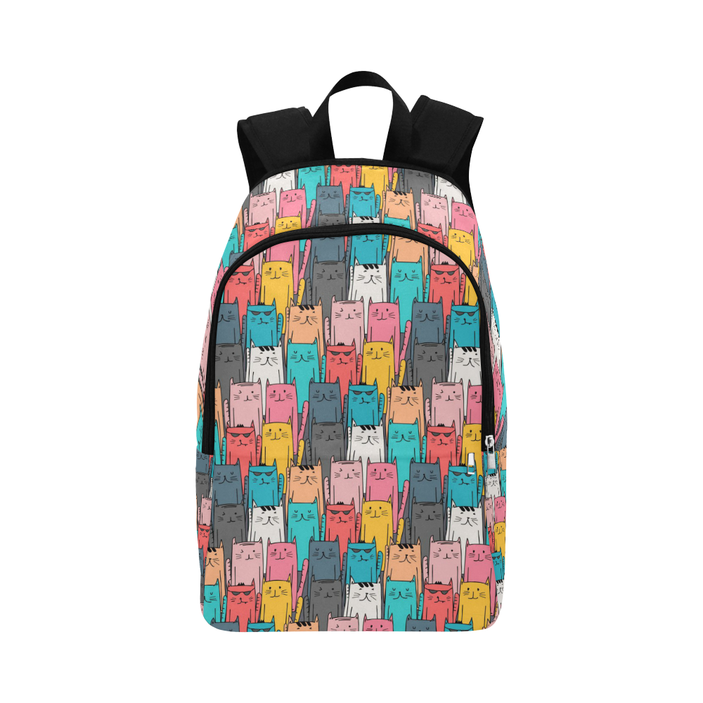 Cartoon Cat Pattern Fabric Backpack for Adult (Model 1659)