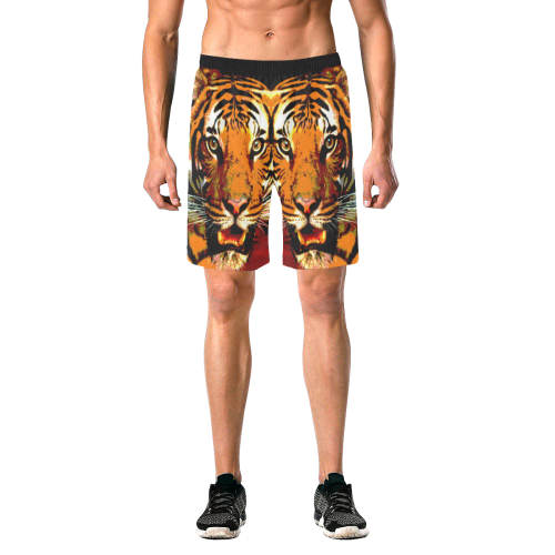 TIGER 14 Men's All Over Print Elastic Beach Shorts (Model L20)