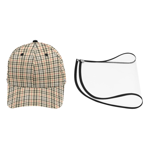 STRIPES LIGHT BROWN Dad Cap (Detachable Face Shield)