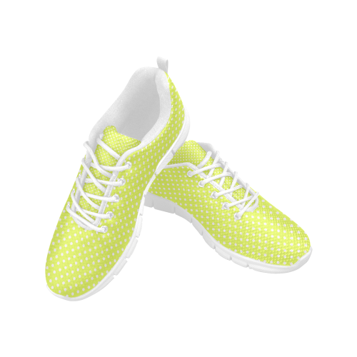 Yellow polka dots Women's Breathable Running Shoes/Large (Model 055)