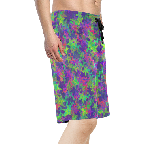 Purple Shooting Stars Men's All Over Print Board Shorts (Model L16)