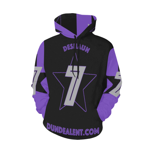 Deshaun Panthers Black/Purple All Over Print Hoodie for Men (USA Size) (Model H13)