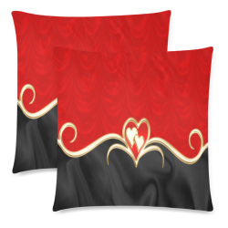 Elegant Red Black Love Custom Zippered Pillow Cases 18"x 18" (Twin Sides) (Set of 2)