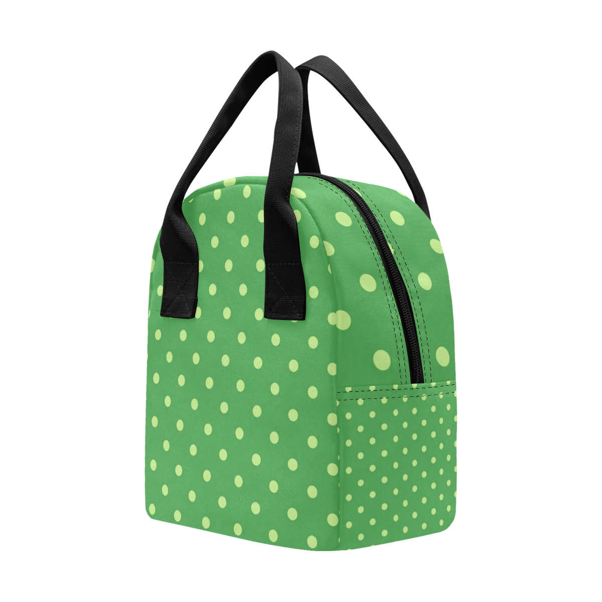 Green Polka Dots Zipper Lunch Bag (Model 1689)