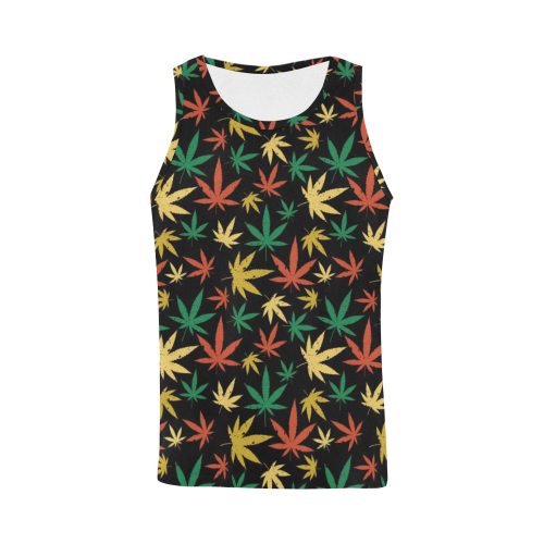 Cannabis Pattern All Over Print Tank Top for Men (Model T43)