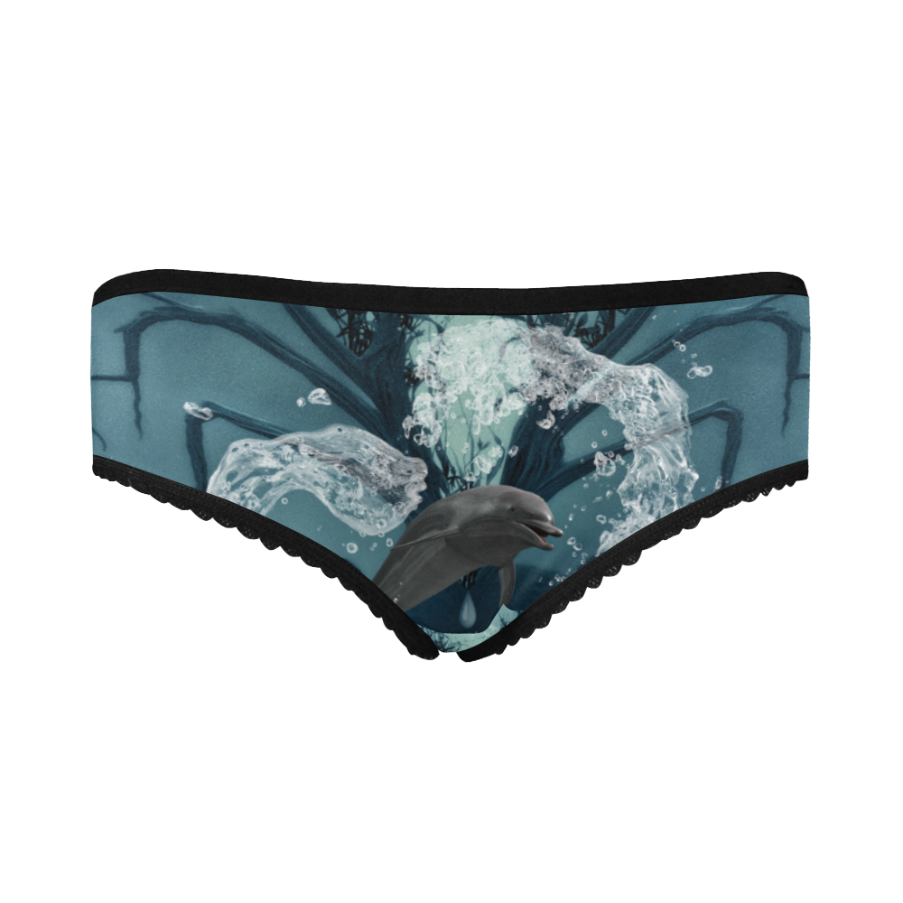 Dolphin jumping by a heart Women's All Over Print Classic Briefs (Model L13)
