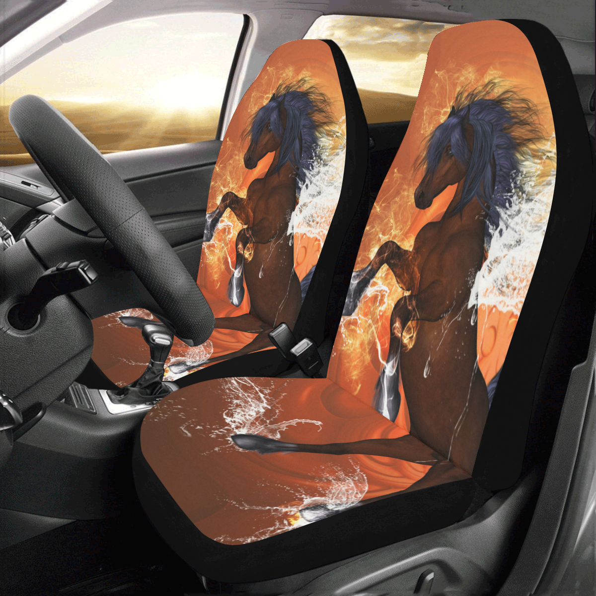 Horse with water wngs Car Seat Covers (Set of 2)