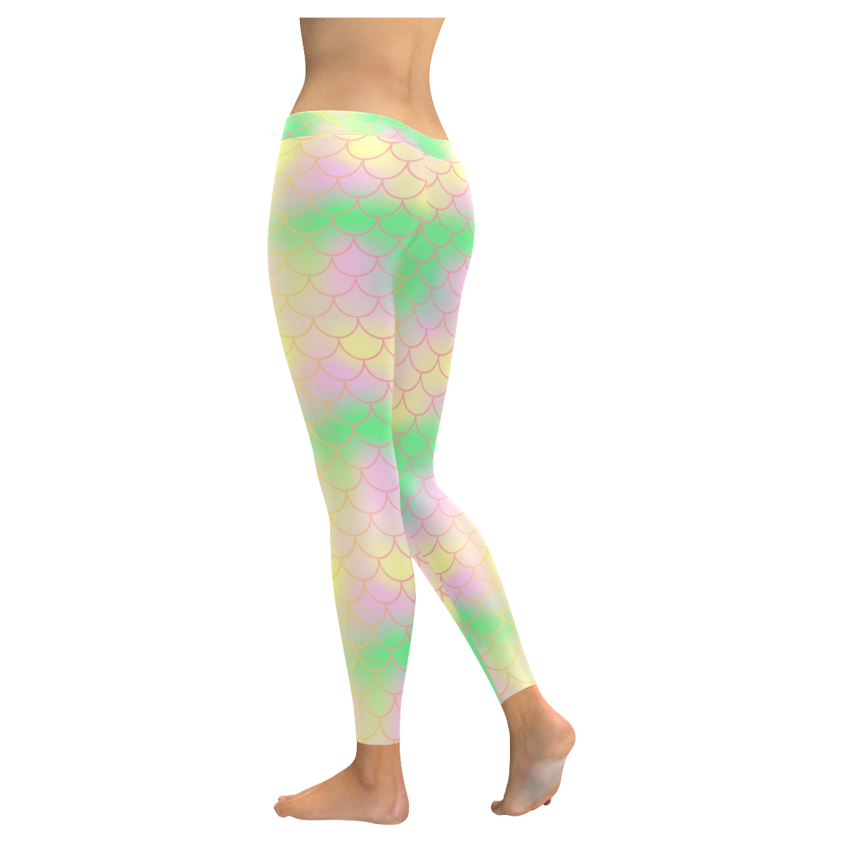 Pastel Mermaid Women's Low Rise Leggings (Invisible Stitch) (Model L05)