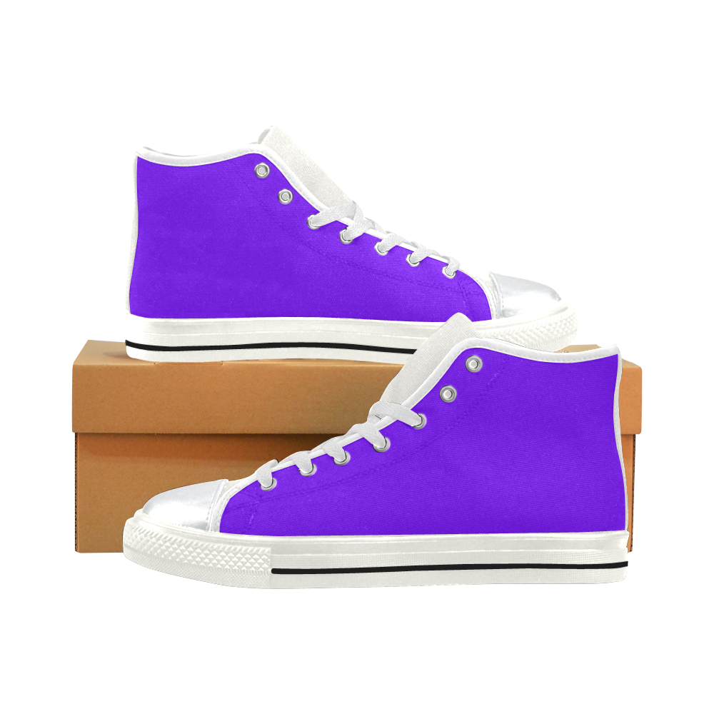 color electric indigo High Top Canvas Shoes for Kid (Model 017)