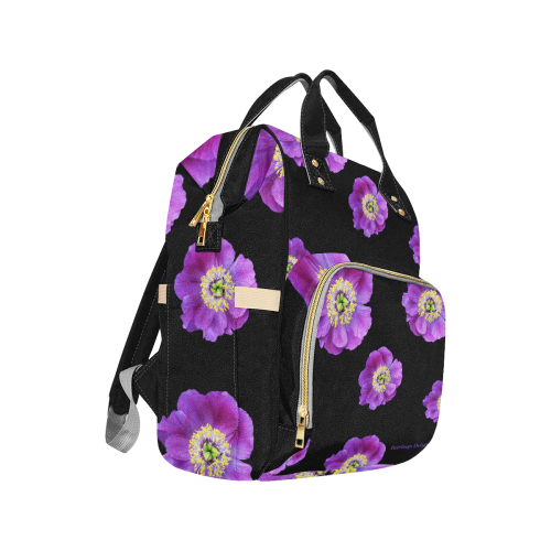 Fairlings Delight's Floral Luxury Collection- Purple Beauty 53086a9 Multi-Function Diaper Backpack/Diaper Bag (Model 1688)