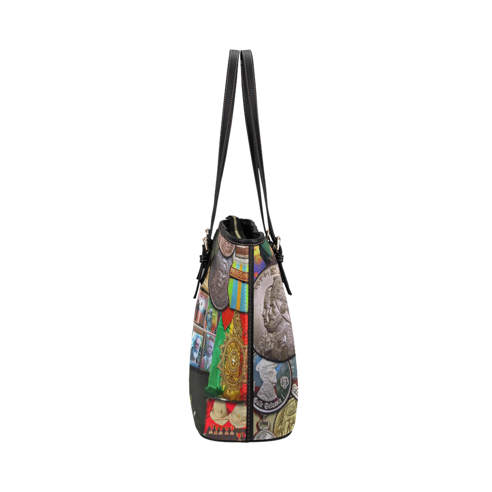 Higher Tings Archives Tote Leather Tote Bag/Small (Model 1651)