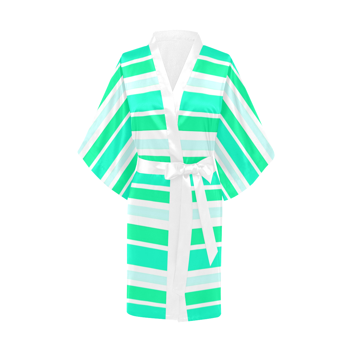 Summer Greens Stripes Kimono Robe