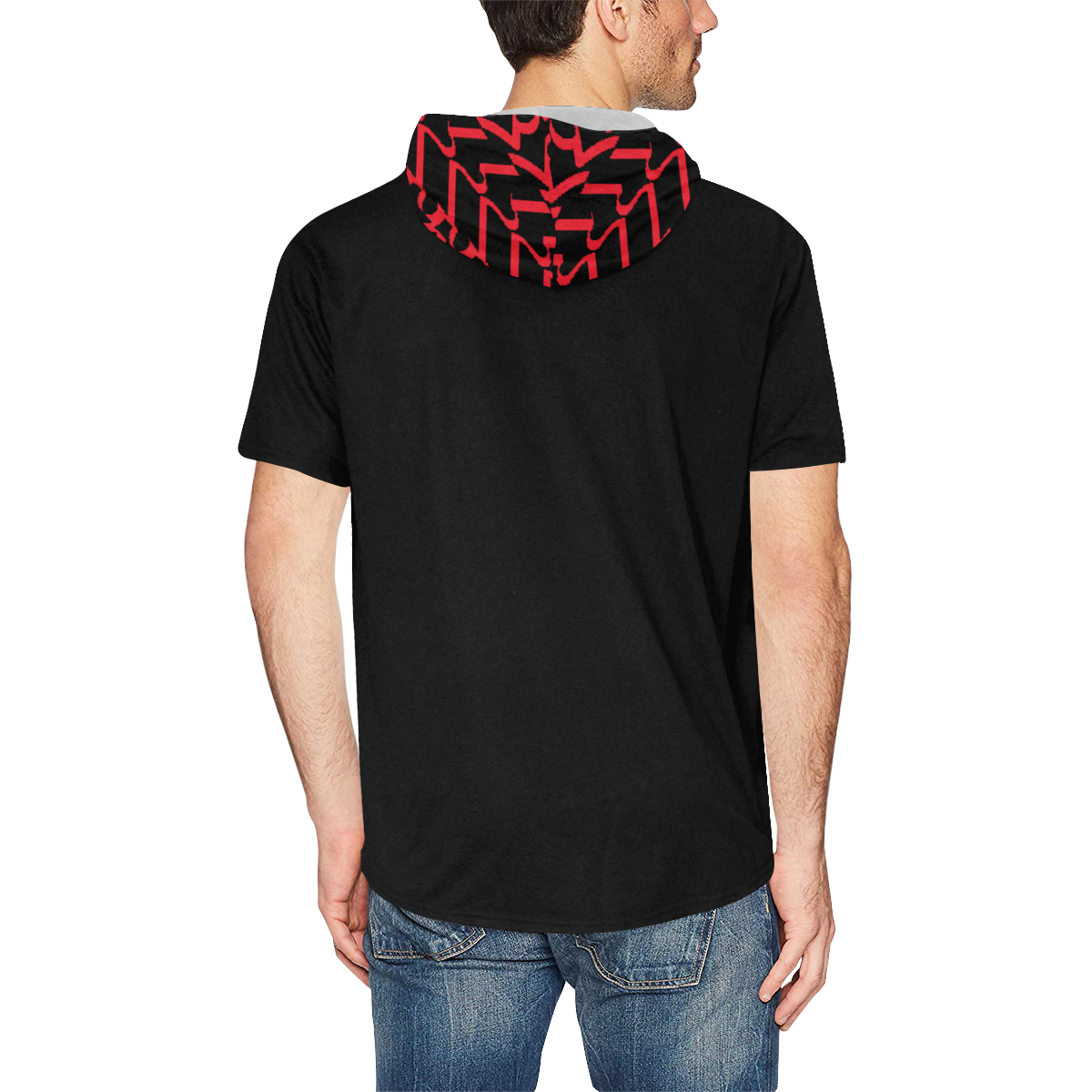 NUMBERS Collection 1234567 Red Flag All Over Print Short Sleeve Hoodie for Men (Model H32)