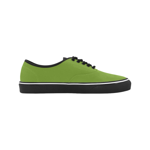 color olive drab Classic Men's Canvas Low Top Shoes/Large (Model E001-4)
