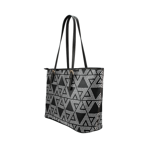 Polka Dots Party Leather Tote Bag/Small (Model 1651)