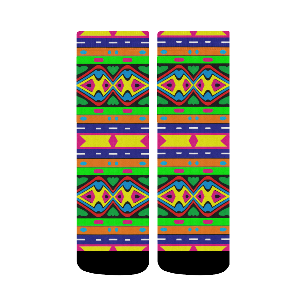 Distorted colorful shapes and stripes Crew Socks