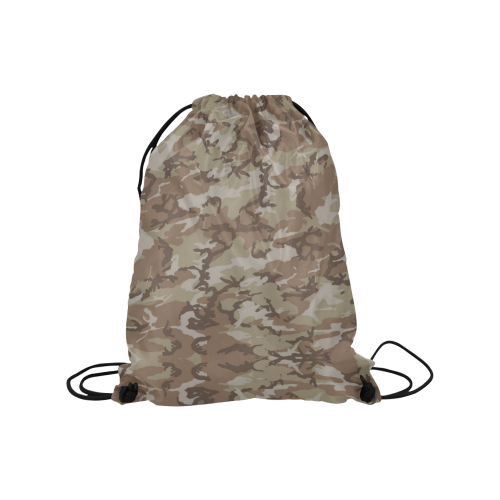 Woodland Desert Brown Camouflage Medium Drawstring Bag Model 1604 (Twin Sides) 13.8"(W) * 18.1"(H)