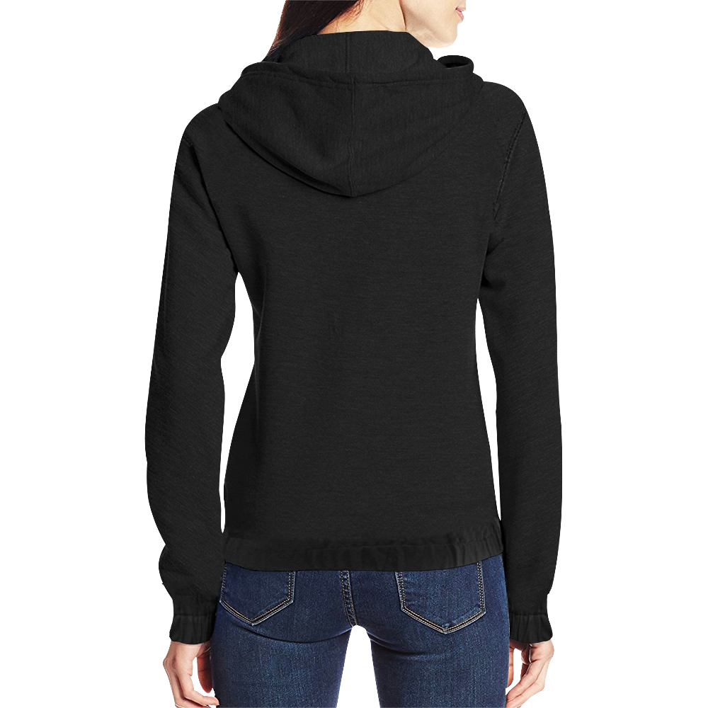 color black All Over Print Full Zip Hoodie for Women (Model H14)