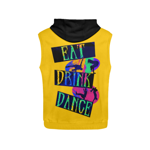 Break Dancing Colorful / Yellow / Black All Over Print Sleeveless Hoodie for Women (Model H15)