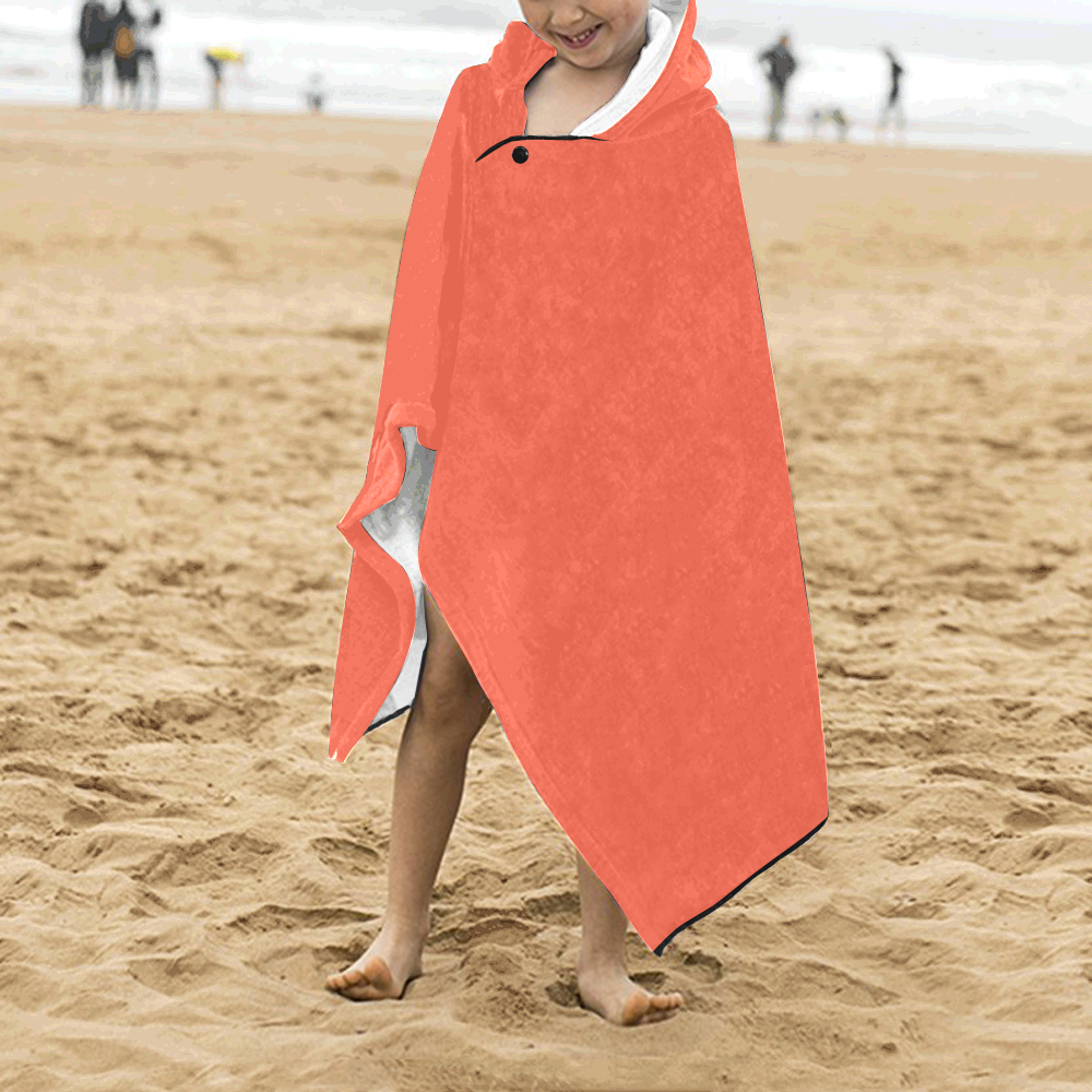 color tomato Kids' Hooded Bath Towels