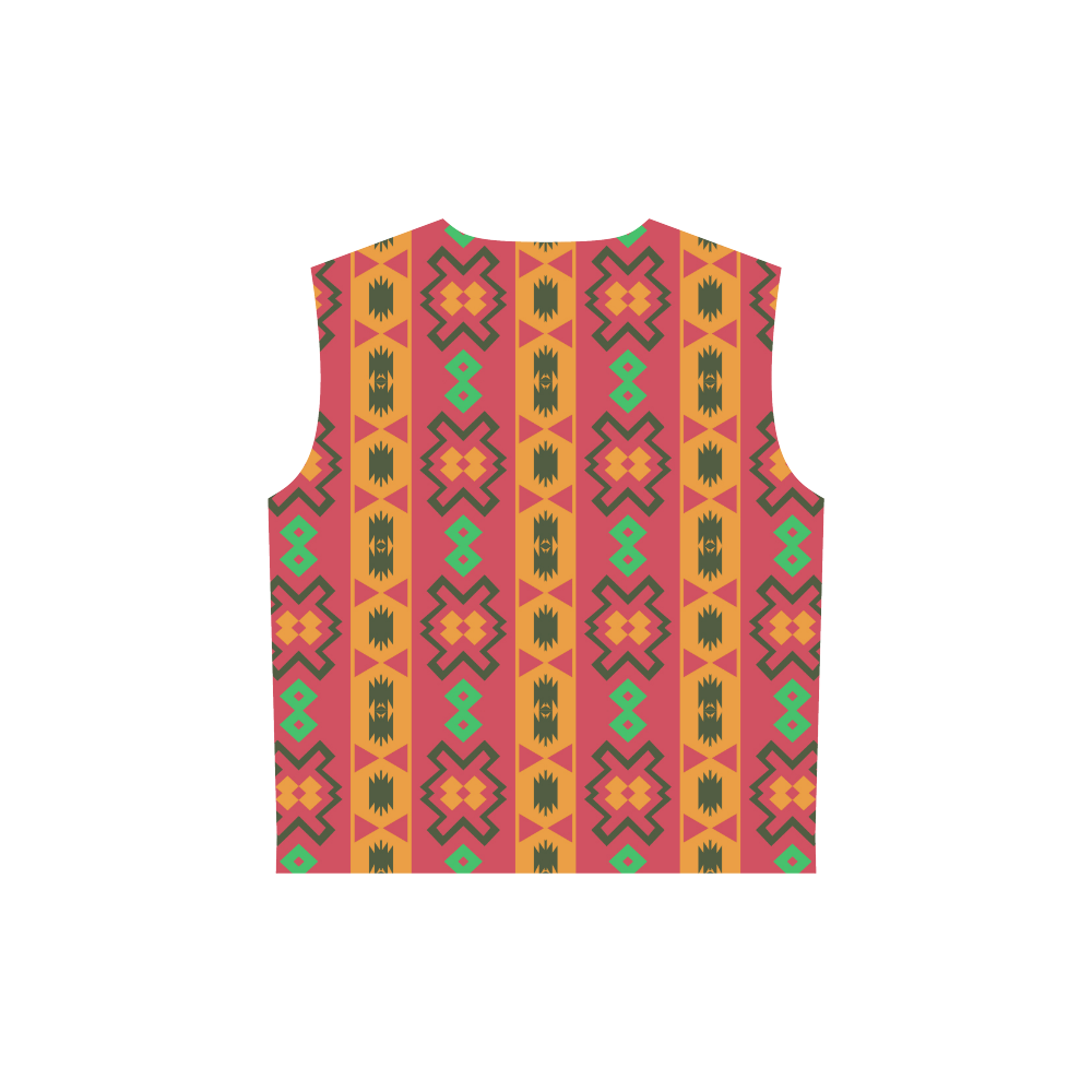Tribal shapes in retro colors (2) All Over Print Sleeveless Hoodie for Women (Model H15)