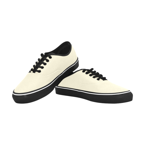 color cornsilk Classic Men's Canvas Low Top Shoes/Large (Model E001-4)