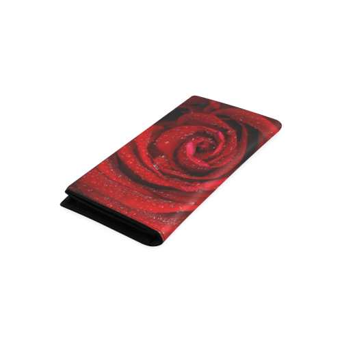 Red rosa Women's Leather Wallet (Model 1611)