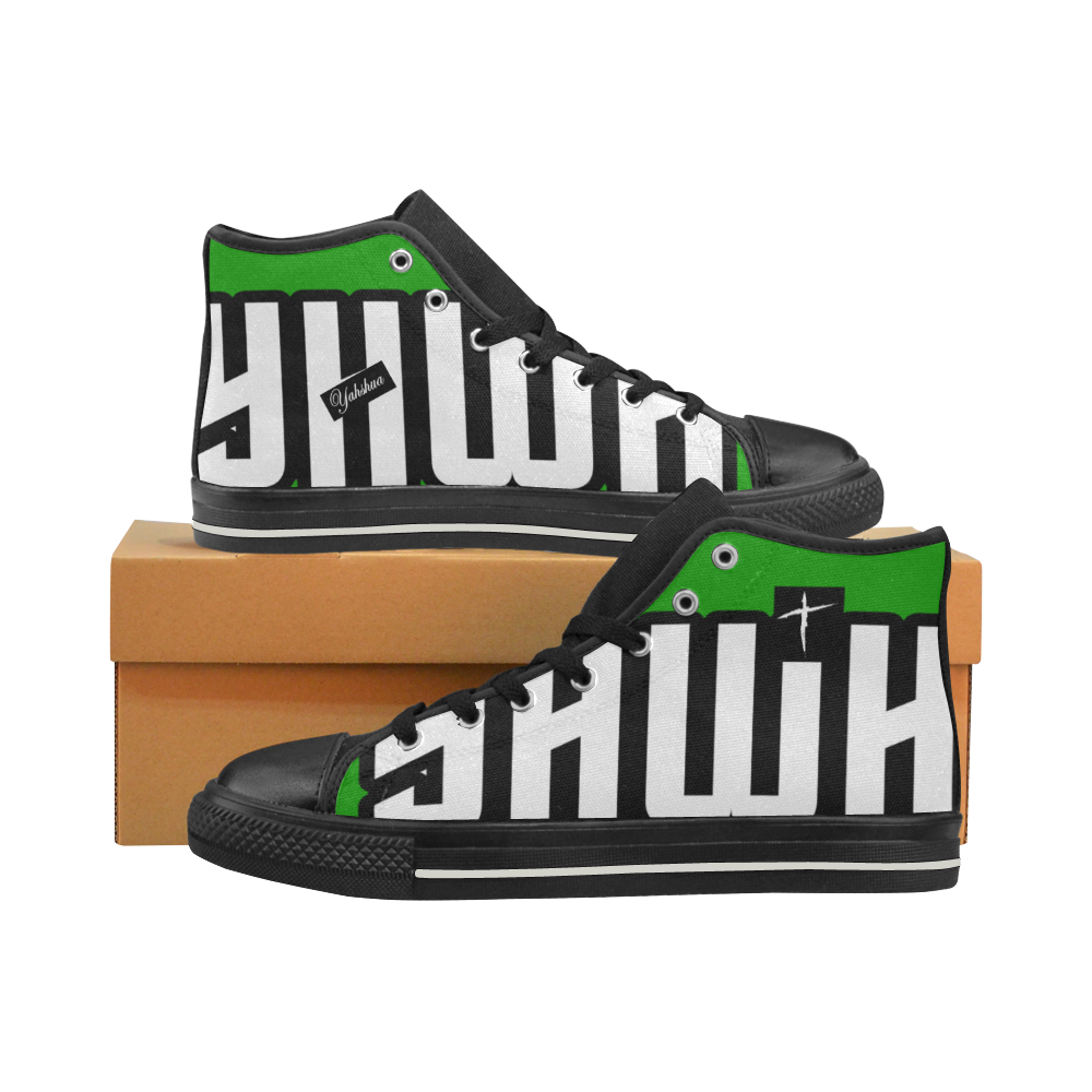 Green Women's Classic High Top Canvas Shoes (Model 017)