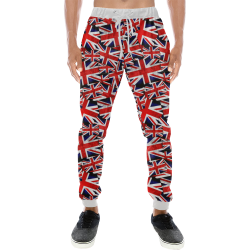 Union Jack British UK Flag - White Men's All Over Print Sweatpants/Large Size (Model L11)