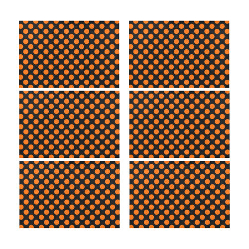 Orange Polka Dots on Black Placemat 12’’ x 18’’ (Set of 6)