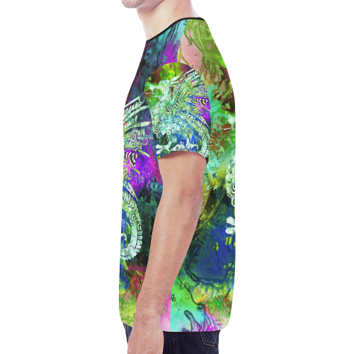 Colorful Abstract Splash Painting medival dragon New All Over Print T-shirt for Men (Model T45)