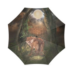 Awesome wolf in the night Foldable Umbrella (Model U01)