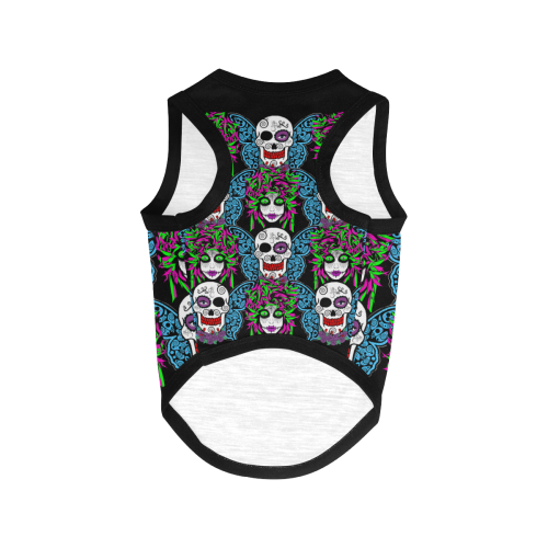 Sugarskull and wings dog coat All Over Print Pet Tank Top