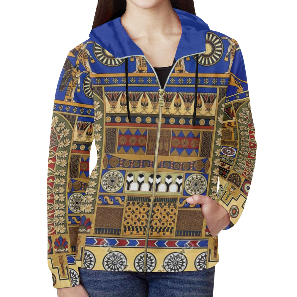 Ancient Mesopotamia All Over Print Full Zip Hoodie for Women (Model H14)